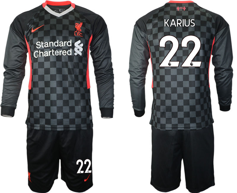 Men 2021 Liverpool away long sleeves #22 soccer jerseys->liverpool jersey->Soccer Club Jersey